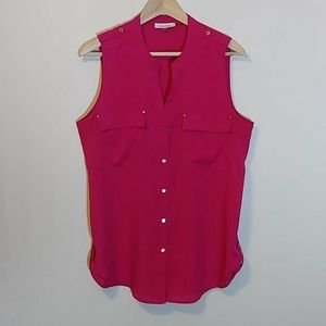 Calvin Klein Bright Pink Sleeveless Blouse Size L